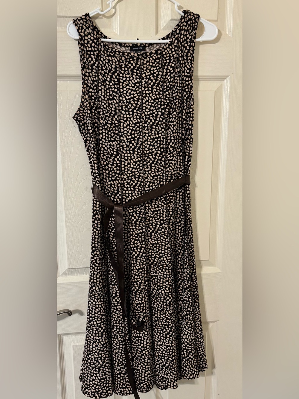 Forever 21 Brown Dress with Cream Dot Pattern